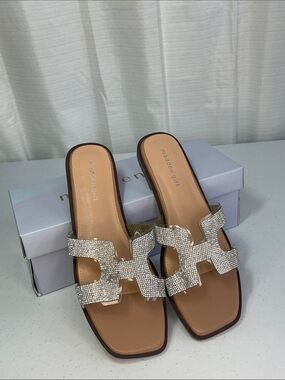 Madden Girl Silver Crystal Slide Sandals